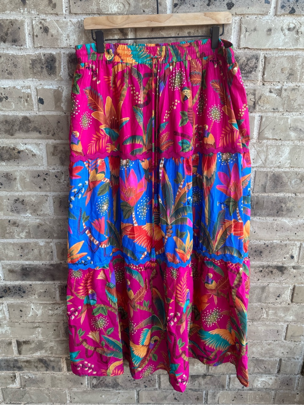 Anthropologie Farm Rio Macaw Party Mix Maxi Skirt XL NWOT - Picture 7 of 11